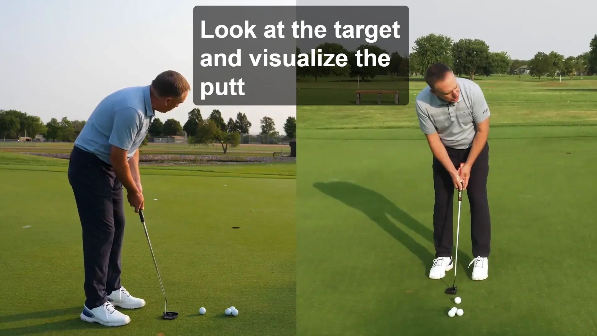 golf putting advice tip #2: Take practice strokes while looking at the hole.